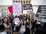 Pro-life and pro-choice demonstrators during a protest outside the US Supreme Court in Washington, D.C. on Tuesday, May 3, 2022.