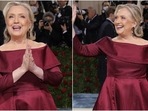 Met Gala 2022: Hillary Clinton returns to Met Gala after 21 years in a gown with secret embroidery honouring women(Reuters) Met Gala 2022: Hillary Clinton returns to Met Gala after 21 years in a gown with secret embroidery honouring women(Reuters)