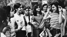 A fresher being ‘ragged’ at Miranda House when DU’s 1983-84 session kicked off. (HT Archive)