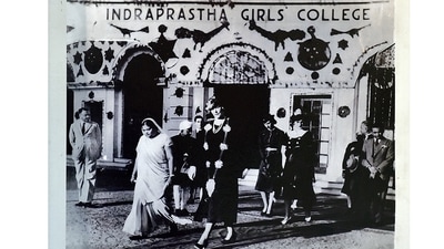 A scene from the inauguration of Indraprastha College in Alipur House on February 7, 1939 by her Excellency Vicerine Lady Linlithgow with the Principal Kalawati Gupta. (HT Photo) A scene from the inauguration of Indraprastha College in Alipur House on February 7, 1939 by her Excellency Vicerine Lady Linlithgow with the Principal Kalawati Gupta. (HT Photo)