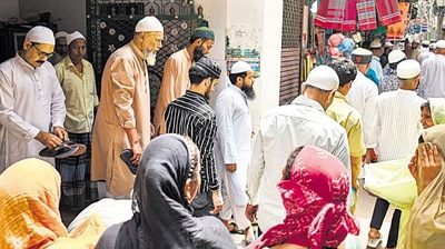 After prayers at the Jahangirpuri Jama Masjid. (Sanchit Khanna/HT)