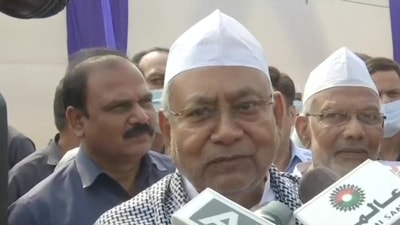 Nitish Kumar at Patna’s iconic Gandhi Maidan to attend prayers on the occasion of Eid-al-Fitr. (ANI) Nitish Kumar at Patna’s iconic Gandhi Maidan to attend prayers on the occasion of Eid-al-Fitr. (ANI)
