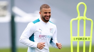 Manchester City's Kyle Walker during training (Reuters)