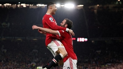 Premier League - Manchester United v Brentford - Old Trafford, Manchester, Britain - May 2, 2022 Manchester United's Cristiano Ronaldo celebrates scoring their second goal (REUTERS)