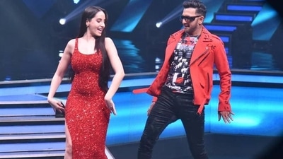 Terence Lewis and Nora Fatehi on the sets of India’s Best Dancer. Terence Lewis and Nora Fatehi on the sets of India’s Best Dancer.