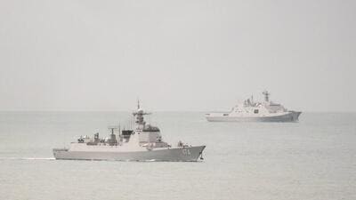 A PLA-N Luyang-class guided missile destroyer and a PLA-N Yuzhao-class amphibious transport dock vessel leave the Torres Strait and enter the Coral Sea. (REUTERS/FILE) A PLA-N Luyang-class guided missile destroyer and a PLA-N Yuzhao-class amphibious transport dock vessel leave the Torres Strait and enter the Coral Sea. (REUTERS/FILE)
