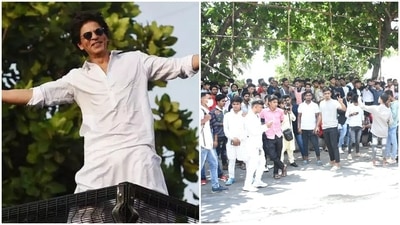 Shah Rukh Khan often waves to his fans from his balcony on Eid. Shah Rukh Khan often waves to his fans from his balcony on Eid.