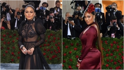 Met Gala 2022: Hosts Vanessa Hudgens stuns in see-through gown, La La Anthony rocks a deep red look (Reuters, AFP) Met Gala 2022: Hosts Vanessa Hudgens stuns in see-through gown, La La Anthony rocks a deep red look (Reuters, AFP)