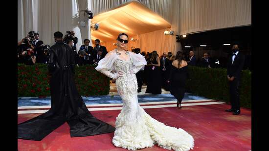 Spanish singer Rosalia arrives for the 2022 Met Gala at the Metropolitan Museum of Art. (AFP)