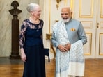 Prime Minister Narendra Modi, on the second day of his ‘3-days, 3 nation’ Europe tour, met Queen of Denmark Margrethe II at the historic Amalienborg Palace in Copenhagen on May 3.(AFP)