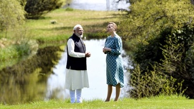 Earlier in the day, PM Modi arrived in Copenhagen and met his Danish counterpart, Mette Frederiksen. (ANI) Earlier in the day, PM Modi arrived in Copenhagen and met his Danish counterpart, Mette Frederiksen. (ANI)
