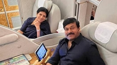 Chiranjeevi shares a pic with his wife. Chiranjeevi shares a pic with his wife.