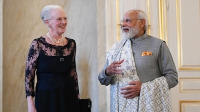 The Queen of the Kingdom of Denmark, Margrethe II and Prime Minister Narendra Modi in at the historic Amalienborg Palace in Copenhagen. (MEA) The Queen of the Kingdom of Denmark, Margrethe II and Prime Minister Narendra Modi in at the historic Amalienborg Palace in Copenhagen. (MEA)