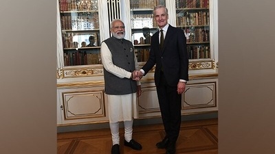 PM Modi holds bilateral talks with Norwegian counterpart ahead of second India-Nordic summit. (ANI) PM Modi holds bilateral talks with Norwegian counterpart ahead of second India-Nordic summit. (ANI)