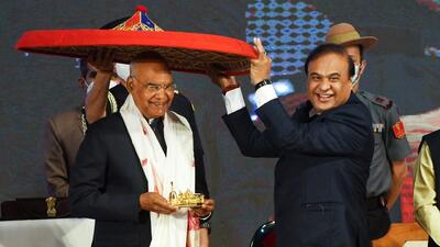President Ram Nath Kovind addressed the valedictory ceremony of North East Festival being celebrated as part of Azadi ka Amrit Mahotsav in Guwahati on Wednesday. (PTI)