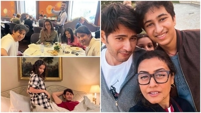 Mahesh Babu with wife Namrata Shirodkar and their kids in Paris. Mahesh Babu with wife Namrata Shirodkar and their kids in Paris.