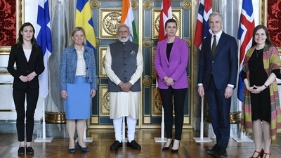 PM Modi meets Nordic leaders. (@narendramodi) PM Modi meets Nordic leaders. (@narendramodi)