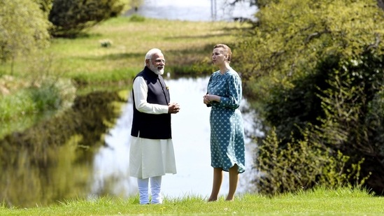 Earlier in the day, PM Modi arrived in Copenhagen and met his Danish counterpart, Mette Frederiksen.(ANI)