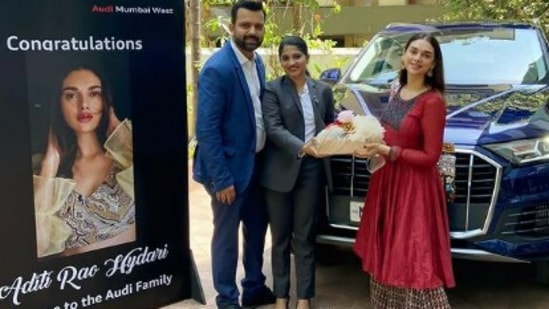 Aditi Rao Hydari receiving her swanky new Audi Q7 car.