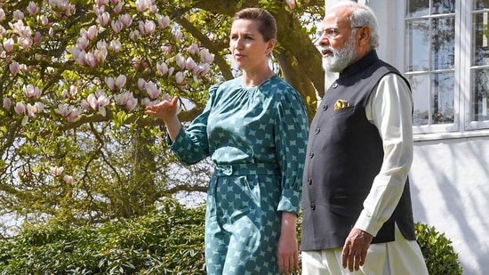 PM Modi discussed the war in Ukraine among other regional and bilateral issues between the two countries with his Danish counterpart.(PTI)
