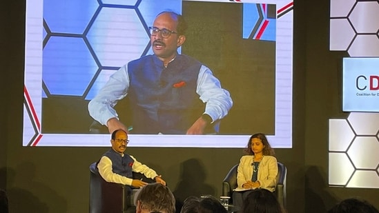 National Disaster Management Authority member secretary and CDRI co-chair Kamal Kishore moderates the inaugural session along with USAID mission director Veena Reddy in New Delhi on Wednesday.
