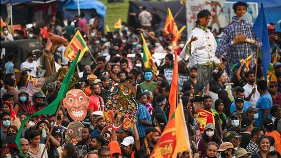 An anti-government demonstration demanding President Gotabaya Rajapaksa’s resignation over the 's crippling economic crisis. (AFP)