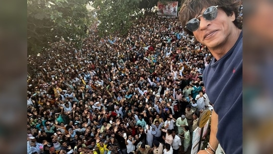 Shah Rukh Khan, just like every year, came out to his balcony to meet his fans on the occasion of Eid and greet the. He took a a selfie with his well-wishers outside Mannat and shared the picture on his Instagram handle. He captioned it, “How lovely to meet you all on Eid…. May Allah bless you with love happiness and may the best of your past be the worst of your future. Eid Mubarak!!.”(Instagram/@iamsrk)