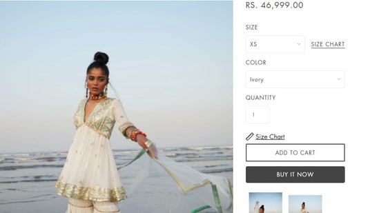 The price of Kangana Ranaut's peplum kurti and sharara set(gopivaid.com)