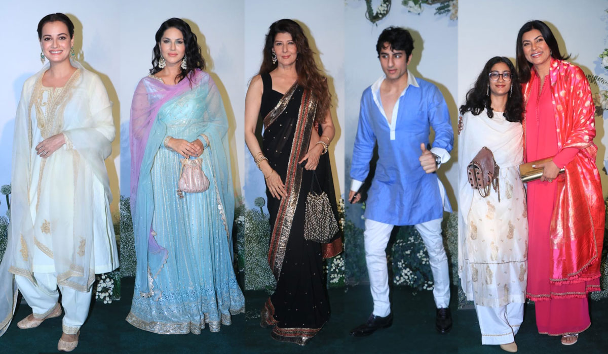 Dia Mirza, Sunny Leone, Sangeeta Bijlani, Ibrahim Ali Khan, Renee and Sushmita Sen at Eid bash. (Varinder Chawla)