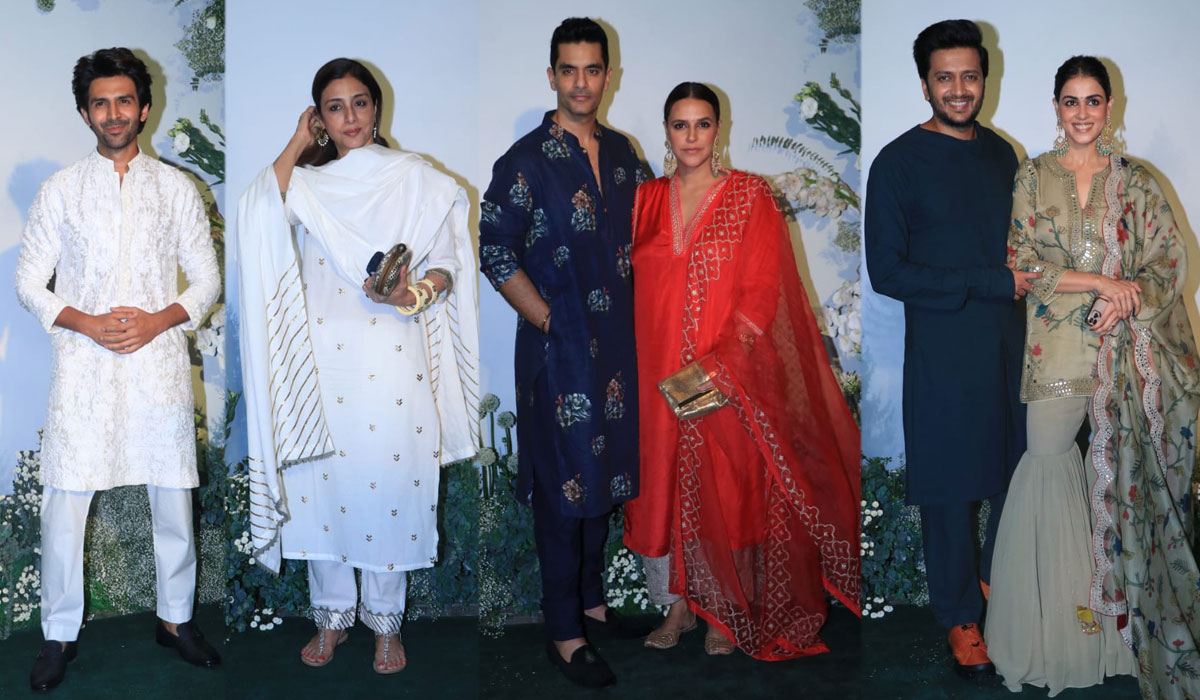 Kartik Aaryan, Tabu, Angad Bedi and Neha Dhupia, Riteish and Genelia Deshmukh at Eid bash. (Varinder Chawla)