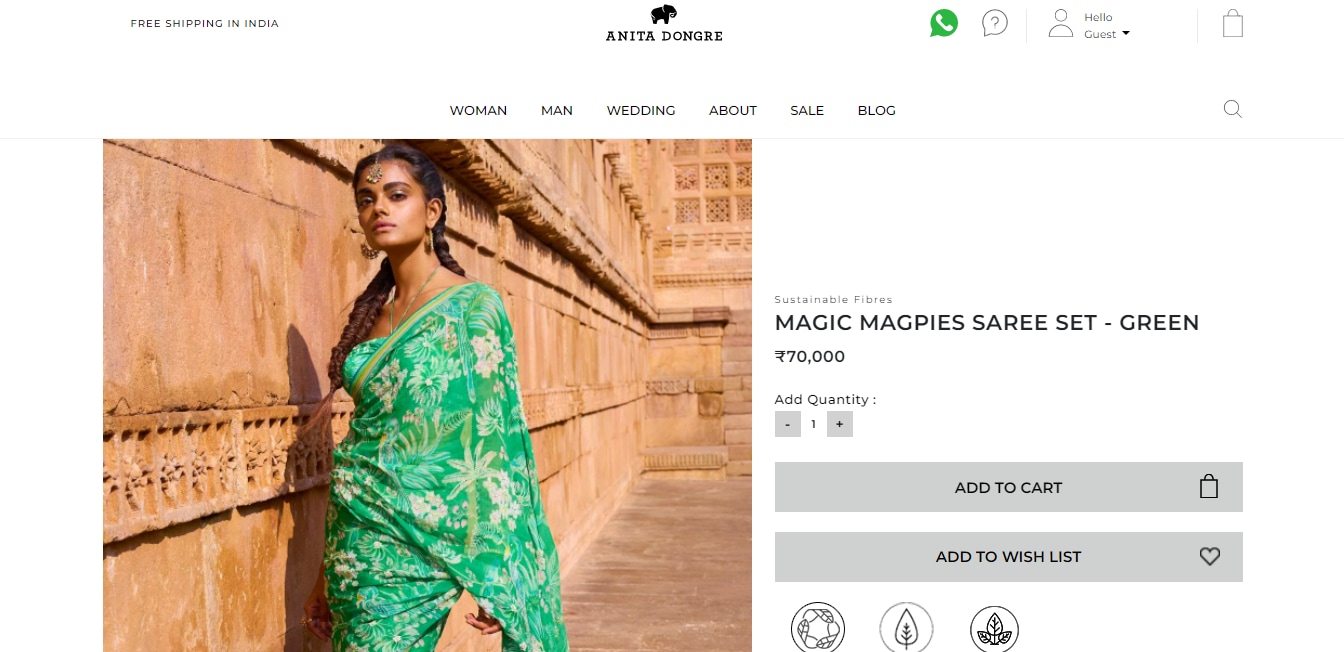 Price of Janhvi Kapoor's saree.&nbsp; (anitadongre.com)