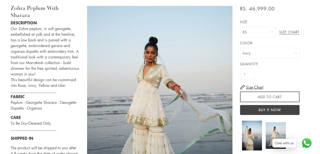 The price of Kangana Ranaut's peplum kurti and sharara set (gopivaid.com)