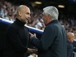 Champions League - Semi Final - Second Leg - Real Madrid v Manchester City: Manchester City's Pep Guardiola with Real Madrid 's Carlo Ancelotti