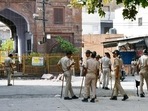 Police personnel deployed during curfew on Wednesday that was imposed following clashes between two groups a day earlier (ANI) Police personnel deployed during curfew on Wednesday that was imposed following clashes between two groups a day earlier (ANI)
