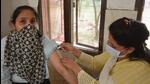 A school teachers getting the booster dose at the Sector 12 dispensary in Panchkula on Thursday. (Sant Arora/HT) A school teachers getting the booster dose at the Sector 12 dispensary in Panchkula on Thursday. (Sant Arora/HT)