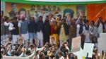 Congress’ newly appointed Himachal chief Pratibha Singh, state affairs in-charge Rajiv Shukla, former president Kuldeep Rathore and CLP leader Mukesh Agnihotri among others during a rally in Shimla on Thursday. (Deepak Sansta/HT) Congress’ newly appointed Himachal chief Pratibha Singh, state affairs in-charge Rajiv Shukla, former president Kuldeep Rathore and CLP leader Mukesh Agnihotri among others during a rally in Shimla on Thursday. (Deepak Sansta/HT)