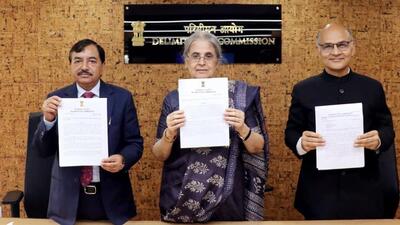 Jammu and Kashmir Delimitation Commission signs the final order for restructuring the assembly seats in the Union Territory on Thursday. (ANI) Jammu and Kashmir Delimitation Commission signs the final order for restructuring the assembly seats in the Union Territory on Thursday. (ANI)