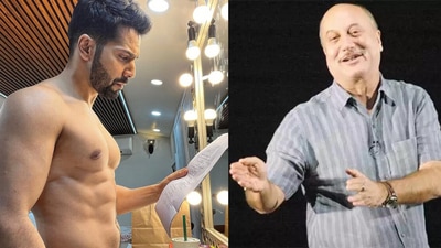 Anupam Kher reacts to Varun Dhawan's shirtless pic.