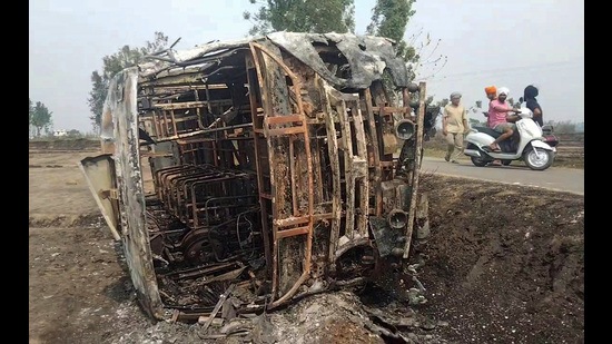 Batala School Bus Mishap Day On No Clue On Person Behind Stubble 