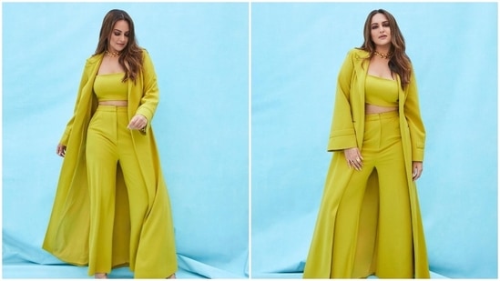 Fashionista Sonakshi Sinha loves experimenting with her looks. She earlier impressed the fashion police with a neon trousers and cape set.(Instagram/@aslisona)
