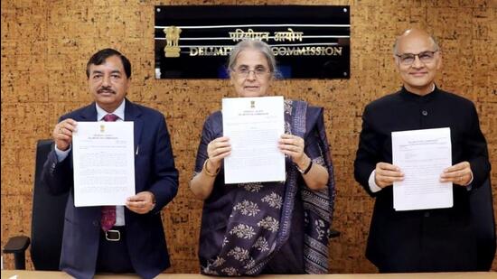 Jammu and Kashmir Delimitation Commission signs the final order for restructuring the assembly seats in the Union Territory on Thursday. (ANI)