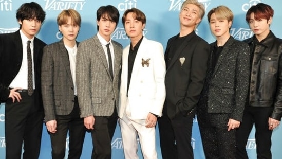 BTS members RM, Suga, J-Hope, V, Jin, Jimin, and Jungkook. BTS members RM, Suga, J-Hope, V, Jin, Jimin, and Jungkook.