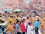 Police personnel deployed outside Gyanvapi Masjid in Varanasi on Friday. (ANI) Police personnel deployed outside Gyanvapi Masjid in Varanasi on Friday. (ANI)