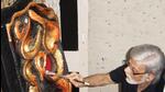 Artist Satish Gujral at work Artist Satish Gujral at work