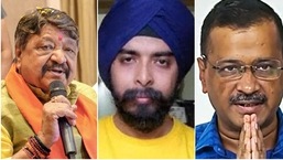 BJP general secretary Kailash Vijayvargiya, BJP leader Tajinder Pal Singh Bagga and Delhi chief minister Arvind Kejriwal.&nbsp;
