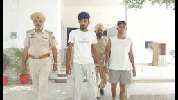 Terror module operatives Akashdeep Singh (left) and Jashandeep Singh in police custody in Ferozepur on Friday.