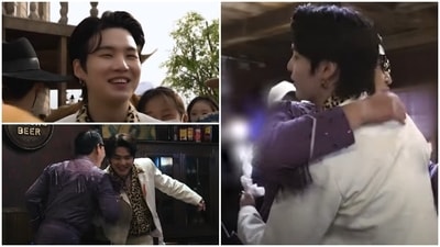Stills from behind-the-scenes video of That That by PSY and Suga.