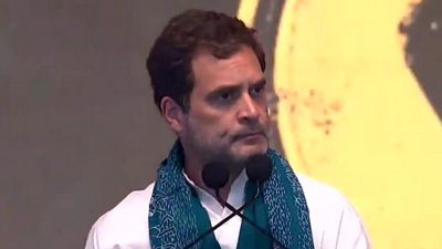 Rahul Gandhi at Warangal rally (ANI)