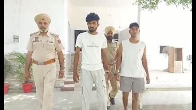 Terror module operatives Akashdeep Singh (left) and Jashandeep Singh in police custody in Ferozepur on Friday. Terror module operatives Akashdeep Singh (left) and Jashandeep Singh in police custody in Ferozepur on Friday.