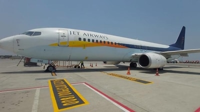 Jet Airways Boeing 737 aircraft, VT-SXE, at Hyderabad for test flight on Thursday. (Twitter/@TheSanjivKapoor) Jet Airways Boeing 737 aircraft, VT-SXE, at Hyderabad for test flight on Thursday. (Twitter/@TheSanjivKapoor)